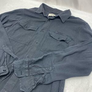 Buck Mason Men's Small Button Down Shirt Black twill cotton Long Sleeve